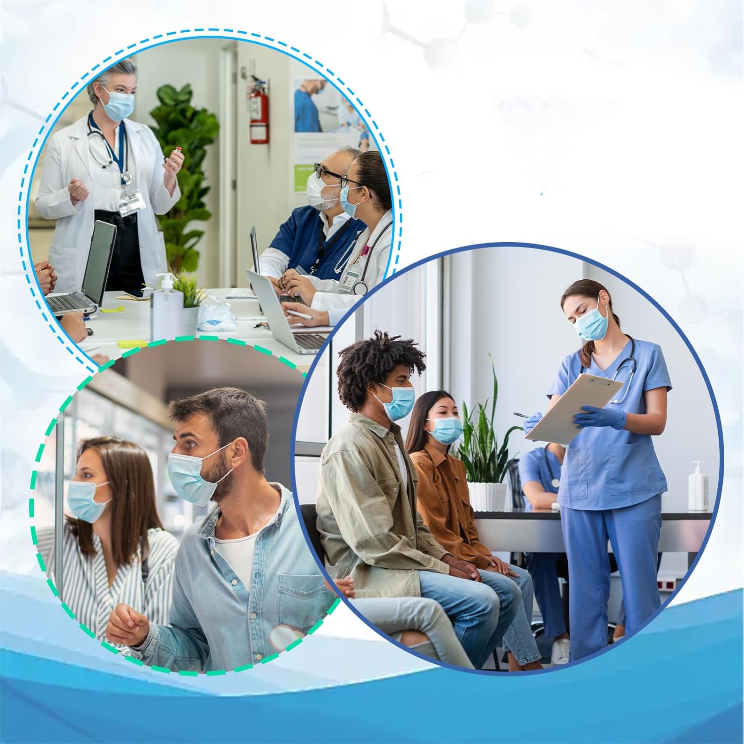 GorgousCare Disposable Face Masks, ASTM Level 3 Surgical Mask with 3 Ply Protection & Elastic Earloop, 50 Pack Blue