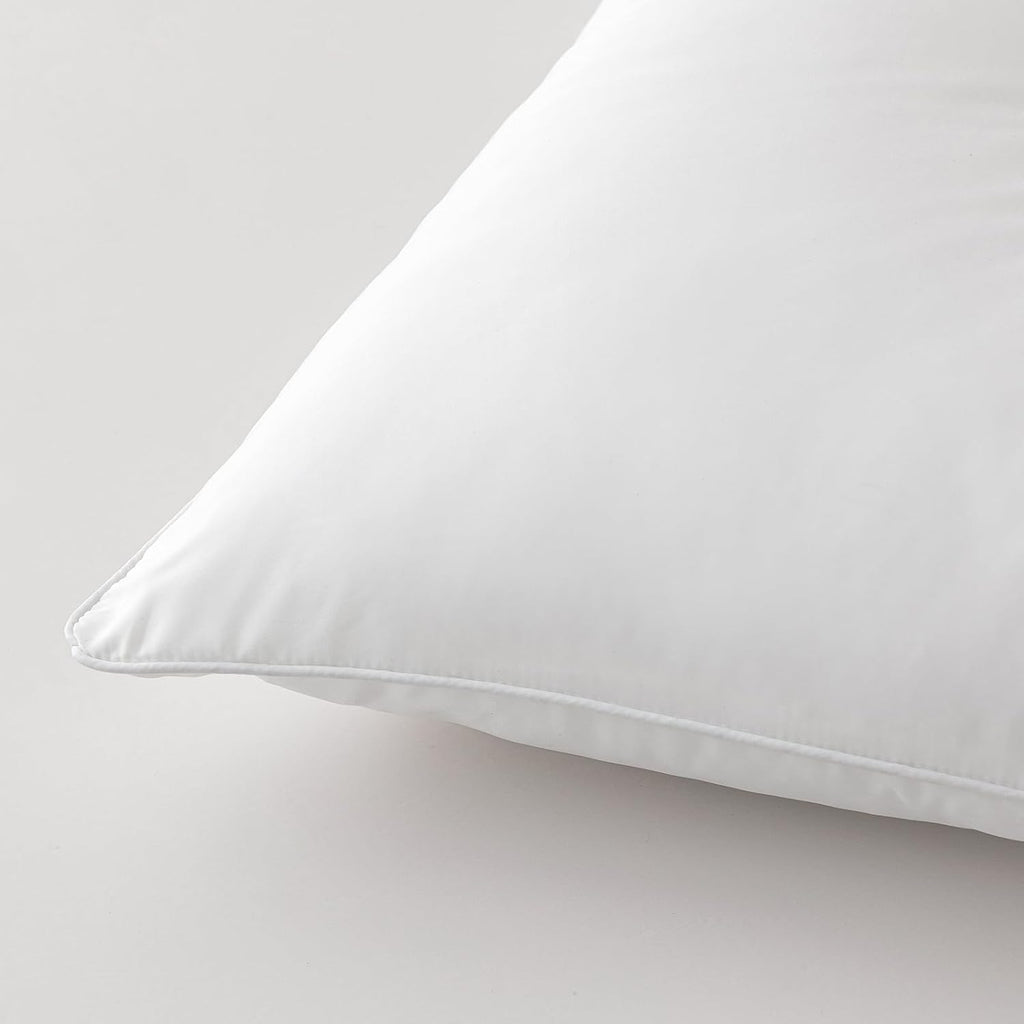 QUILTINA Ear Protection Pillows 2-Pack Perfect for Back or Side Sleepers, Relatively Flat & Thin Medium Support Bed Pillow with Concave Design, Soft, Highly Elastic, Queen 20 x 30 in, White