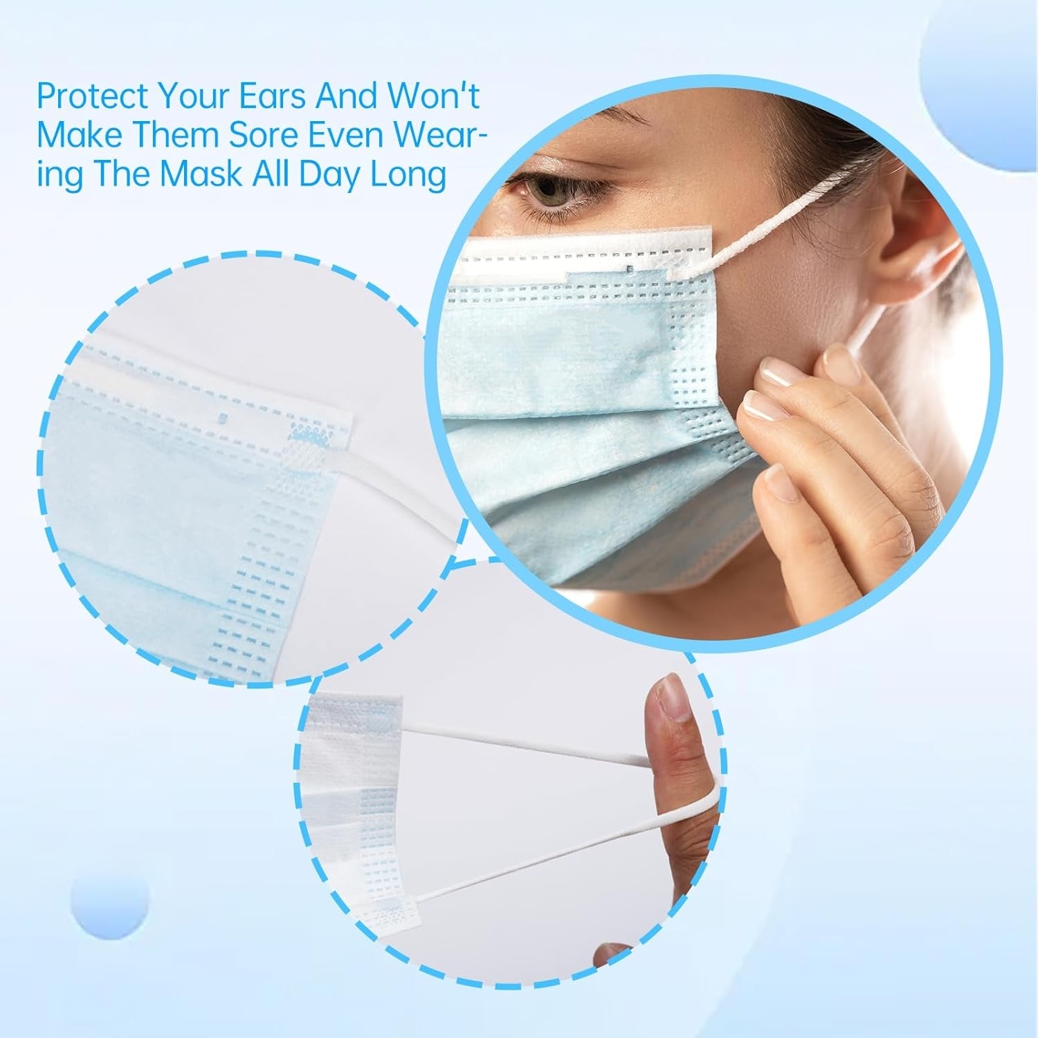 GorgousCare Disposable Face Masks, ASTM Level 3 Surgical Mask with 3 Ply Protection & Elastic Earloop, 50 Pack Blue