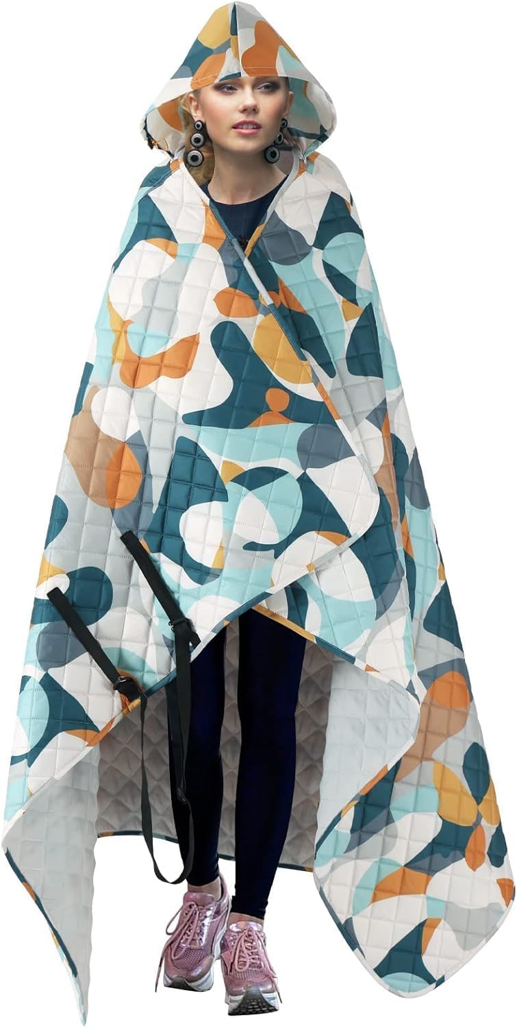 Hooded Outdoor Blanket, Extra Large (82 "x 55") Waterproof Camping Blanket, Quilted, Thick Fleece, Warm, Windproof, Sand Proof, Portable and Wear-Resistant, Perfect for Stadium, Picnic, Camping