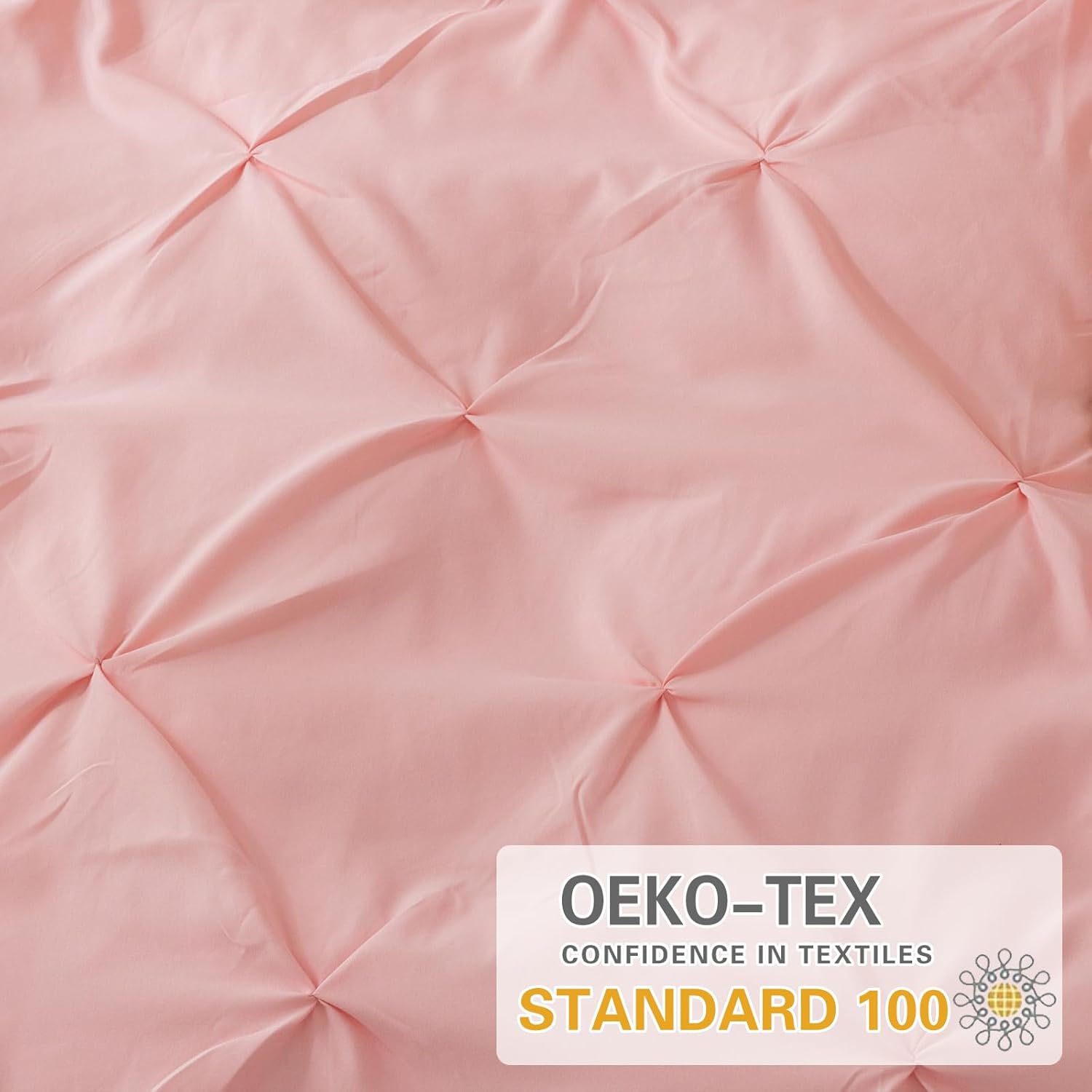 PY HOME & SPORTS 3 Pieces Bedding Duvet Cover Set, Pinch Pleated Queen Duvet Cover, Pintuck Comforter Quilt Cover with 2 Pillow Shams-Queen-90 X 90 inches-Pink