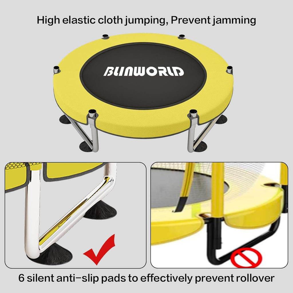 Trampoline for Kids, Adjustable Baby Toddler Trampoline with Basketball Hoop, 440lbs Indoor Outdoor Toddler Trampoline with Enclosure