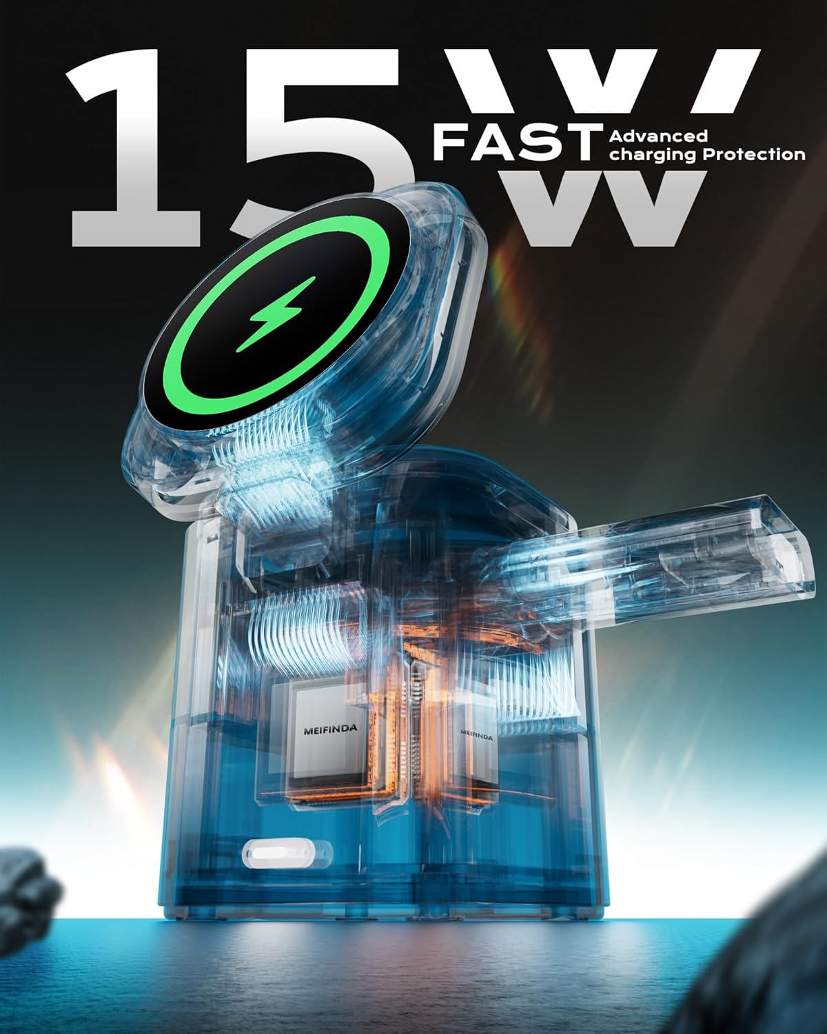 3 in 1 Magnetic Wireless Charging Station for iPhone, Portable MagSafe Wireless Charger Stand iPhone, Travel Magsafe Charger for iPhone 16 15 14 13 12 Pro/Pro Max/Plus Airpods Apple Watch