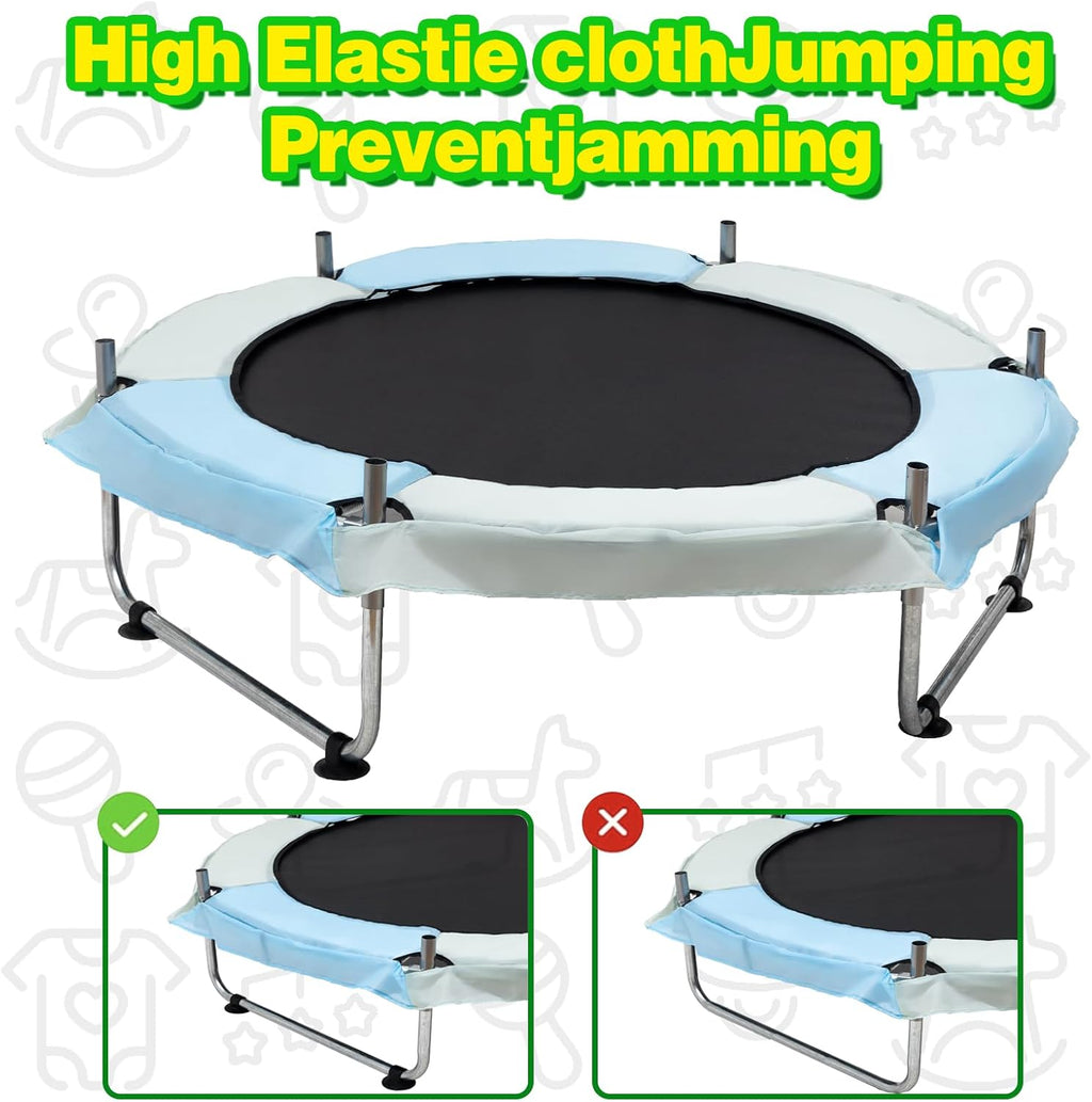 Trampoline for Kids, 5FT Adjustable for Toddler, Indoor/Outdoor Baby Trampoline with Enclosure Net, No-Gap Safe Design, Gifts for Boys & Girls