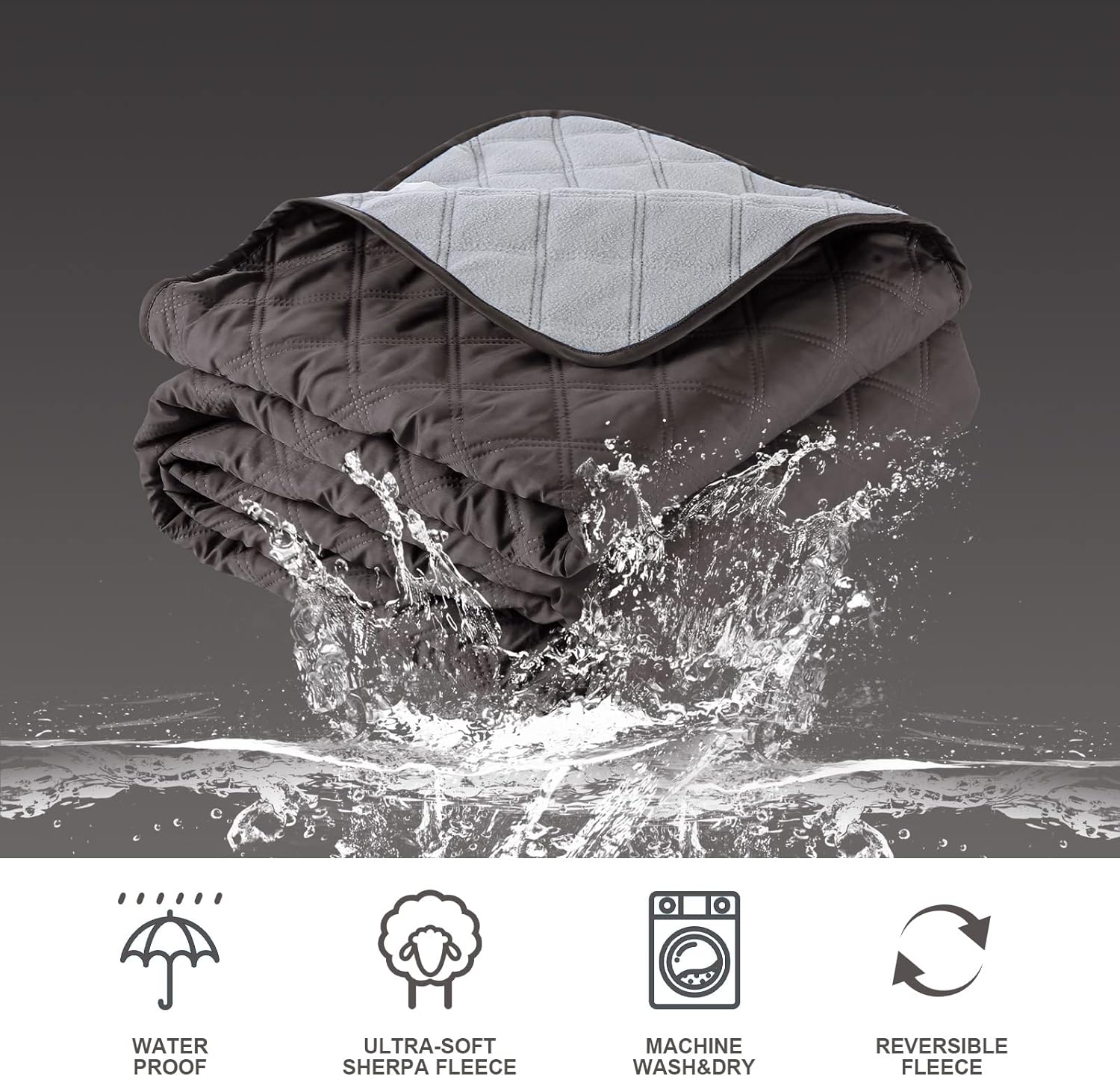 Hooded Outdoor Blanket, Extra Large (82 "x 55") Waterproof Camping Blanket, Quilted, Thick Fleece, Warm, Windproof, Sand Proof, Portable and Wear-Resistant, Perfect for Stadium, Picnic, Camping