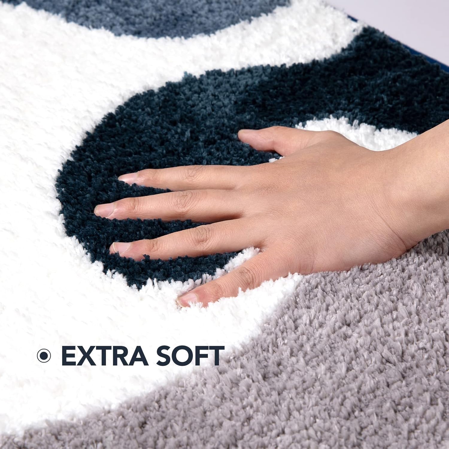 Bathroom Rug Mat, 17.5 x 24 Soft and Water Absorbent Microfiber Bath Rugs, Non-Slip Shaggy Bath Carpet, Bath Mats for Bedroom Floor, Tub, Shower (Abstract Blue)