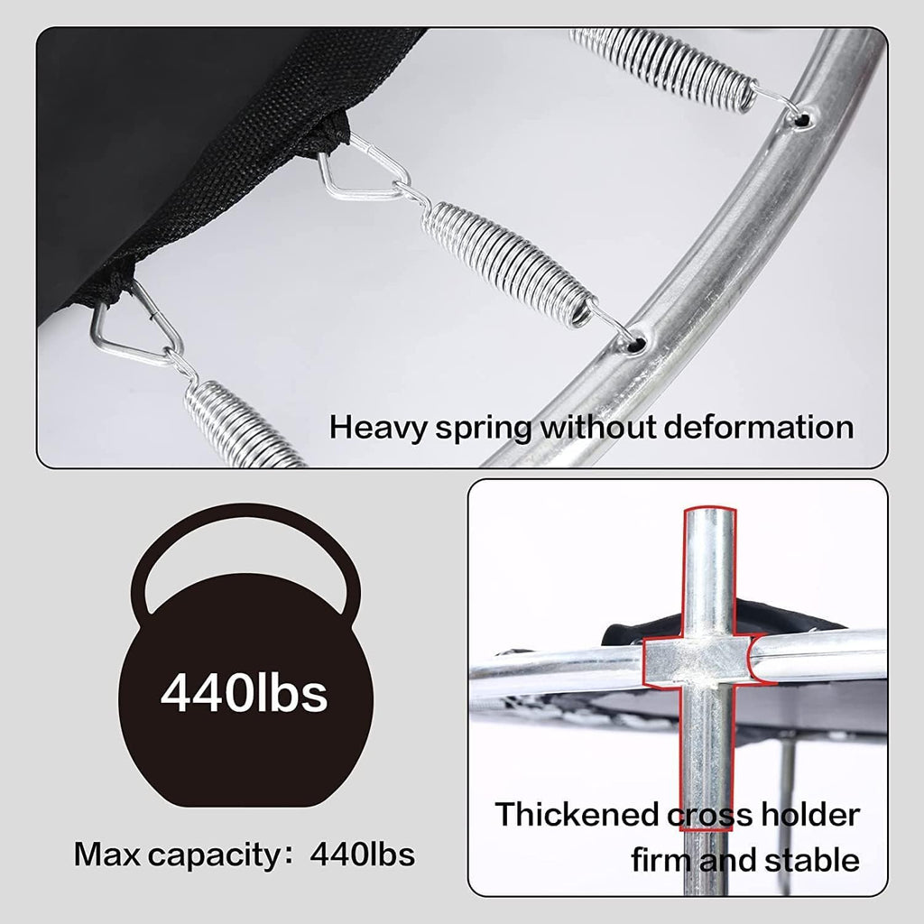 Trampoline for Kids, Adjustable Baby Toddler Trampoline with Basketball Hoop, 440lbs Indoor Outdoor Toddler Trampoline with Enclosure