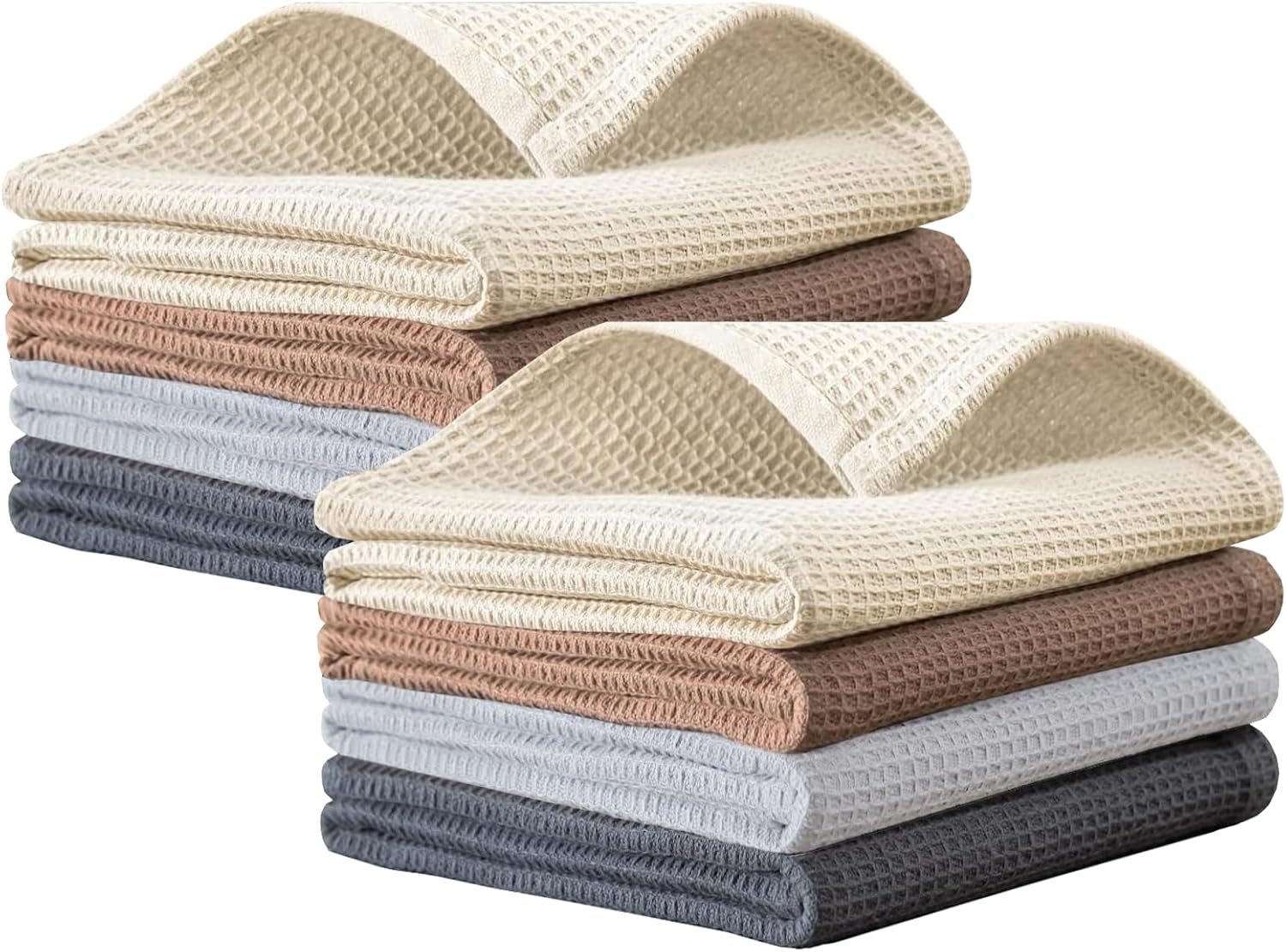 PY HOME & SPORTS Dish Towels Set, 100% Cotton Waffle Weave Kitchen Towels 4 Pieces, Super Absorbent Kitchen Hand Dish Cloths for Drying and Cleaning (17 x 25 Inches, Set of 4)
