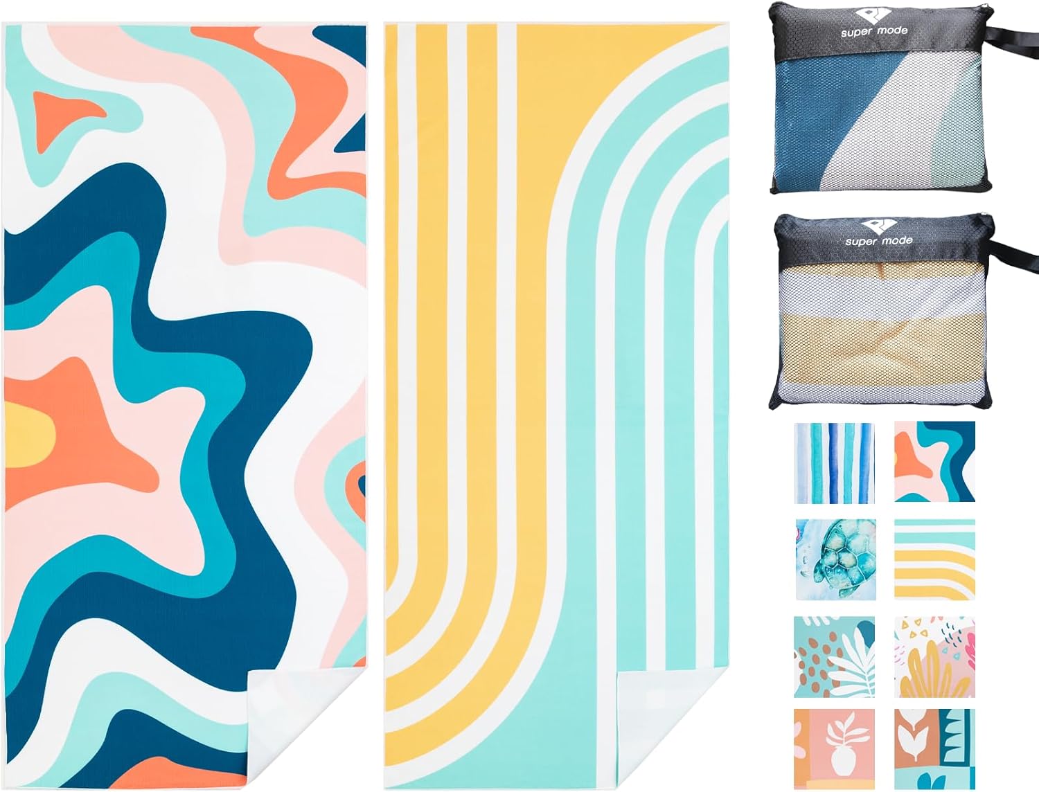 2 Pack Microfiber Beach Towel, Oversized Microfiber Pool Towel 75”x 35”, Sand-Free Beach Towel, Quick Drying Camping Towel, Super Absorbent Bath Blanket, Soft Breathable and Lightweight