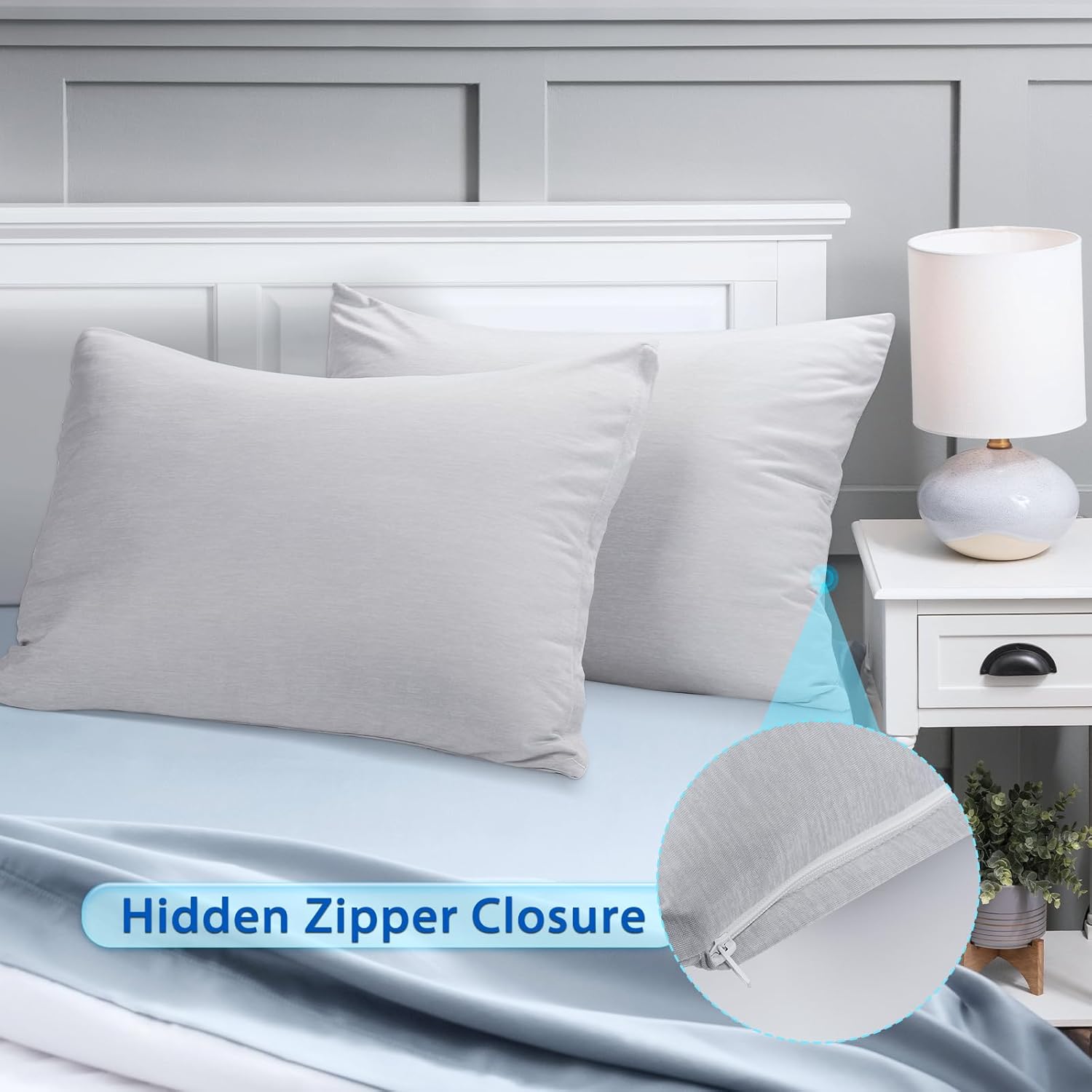 Cooling Pillow Cases 2 Pack, Q-Max 0.4 Cooling Pillowcases for Hot Sleepers, Cool Summer Pillow Cover with Double-Side Design & Hidden Zipper (Grey Q, 20”x30”)