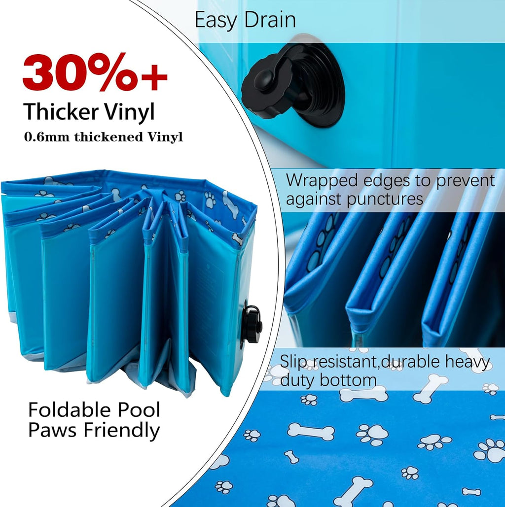 Foldable Dog Pet Bath Pool Collapsible Dog Pet Pool Bathing Tub Kiddie Pool Doggie Wading Pool for Puppy Small Medium Large Dogs Cats and Kids