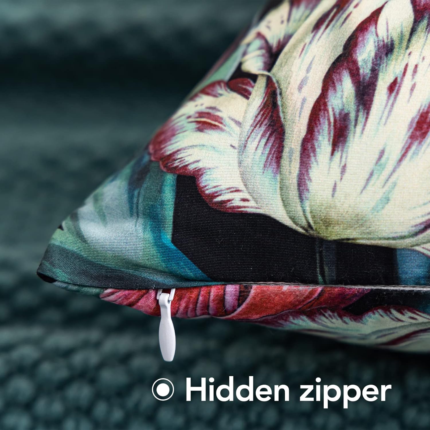 PY HOME & SPORTS Set of 2 Decorative Throw Pillow Covers, 18x18” Floral Printed Pillow Cushion Case Covers for Sofa Couch Bed (Tulip Printed)