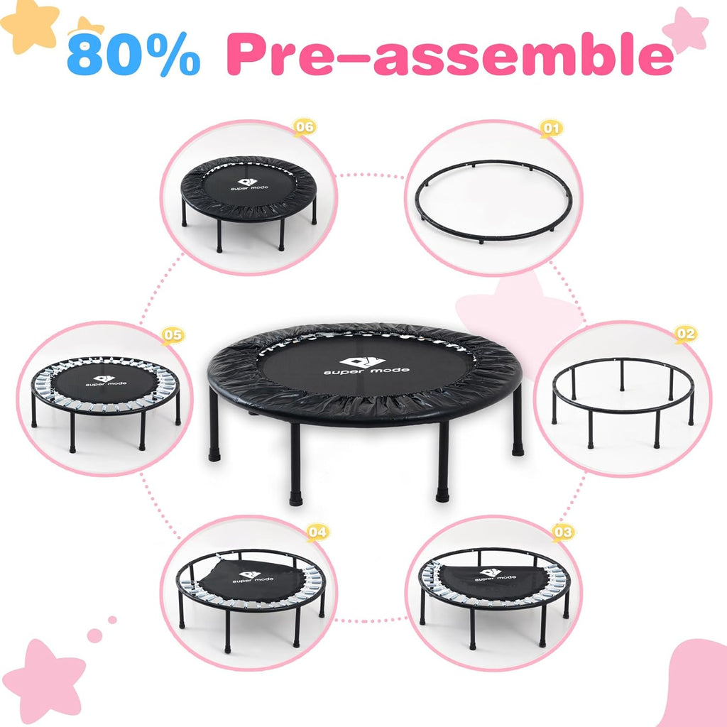 36 inches Toddler Trampoline - Upgraded Kids Trampoline Indoor for Ages Over 6 with 170lbs Max Load Capacity, One-Piece Jump Mat Design for Enhanced Stability