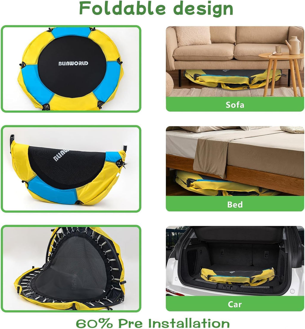 Trampoline for Kids, Adjustable Baby Toddler Trampoline with Basketball Hoop, 440lbs Indoor Outdoor Toddler Trampoline with Enclosure