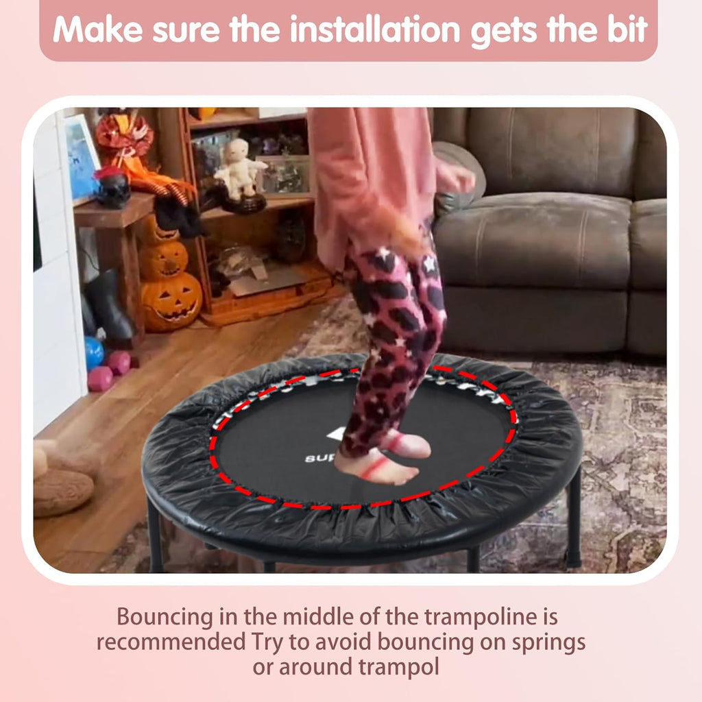 36 inches Toddler Trampoline - Upgraded Kids Trampoline Indoor for Ages Over 6 with 170lbs Max Load Capacity, One-Piece Jump Mat Design for Enhanced Stability