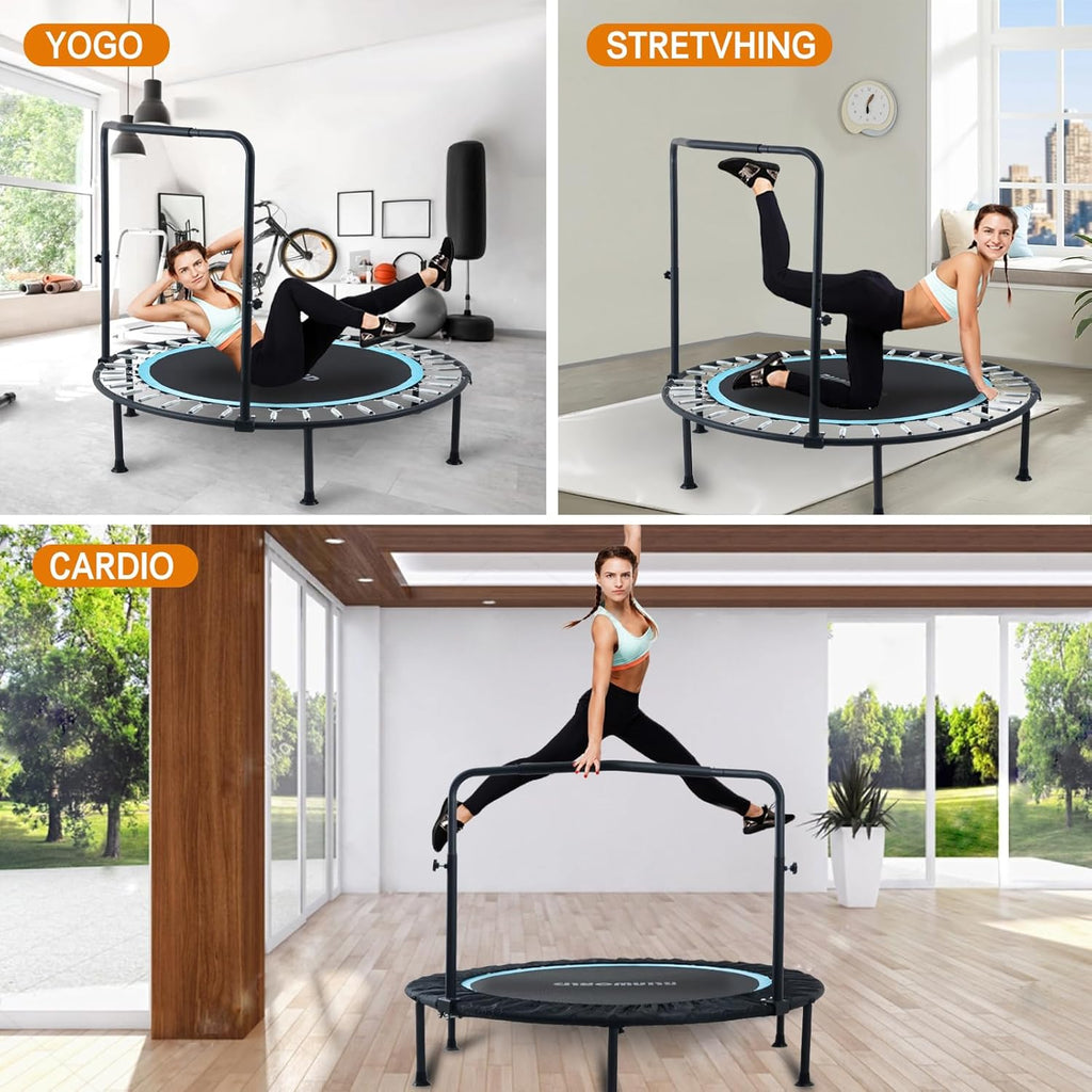 Trampoline for Kids, Adjustable Baby Toddler Trampoline with Basketball Hoop, 440lbs Indoor Outdoor Toddler Trampoline with Enclosure