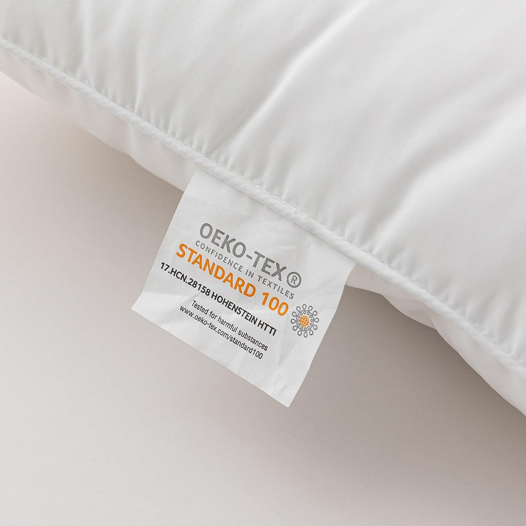 QUILTINA Ear Protection Pillows 2-Pack Perfect for Back or Side Sleepers, Relatively Flat & Thin Medium Support Bed Pillow with Concave Design, Soft, Highly Elastic, Queen 20 x 30 in, White