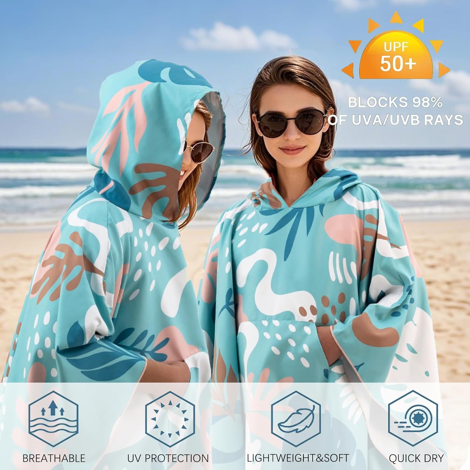 2 Pack Microfiber Beach Towel, Oversized Microfiber Pool Towel 60”x 40”, Sand-Free Beach Towel, Quick Drying Camping Towel, Super Absorbent Bath Blanket, Soft Breathable and Lightweight