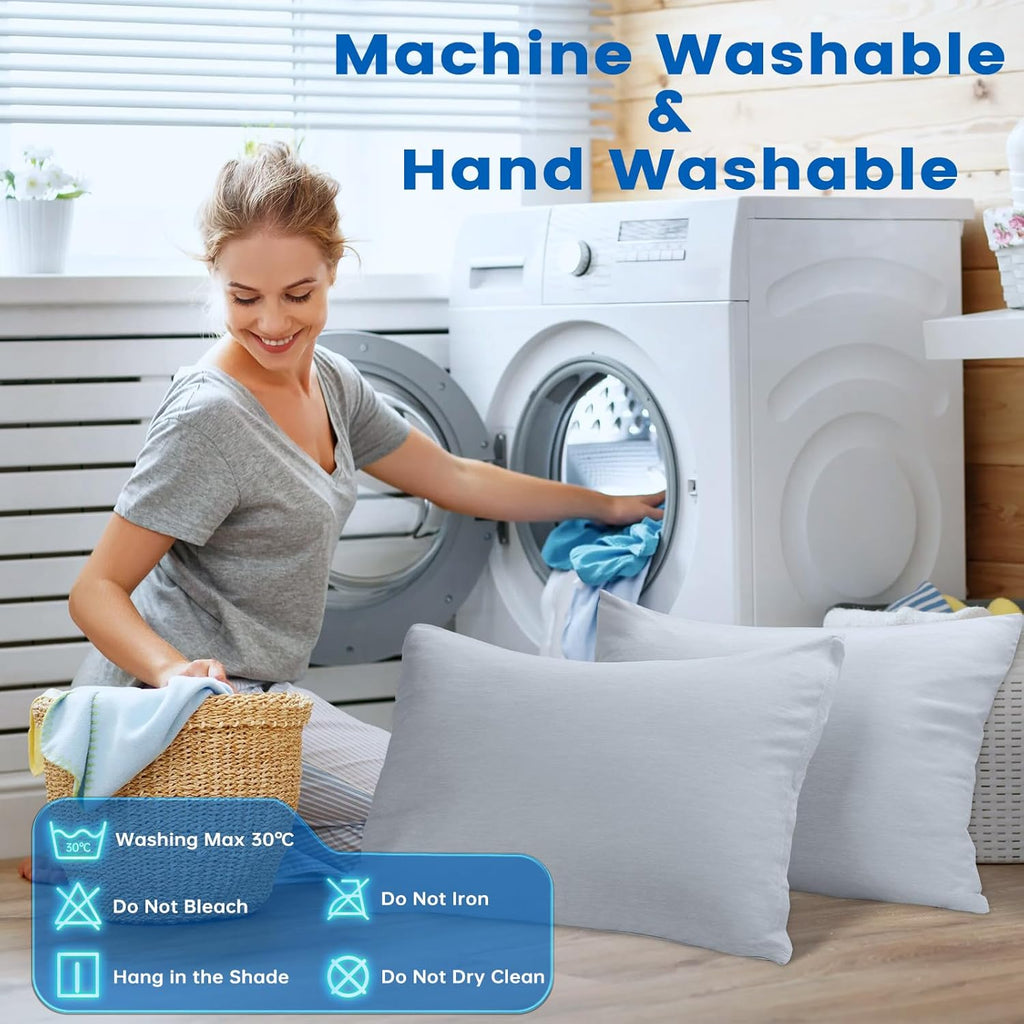 Cooling Pillow Cases 2 Pack, Q-Max 0.4 Cooling Pillowcases for Hot Sleepers, Cool Summer Pillow Cover with Double-Side Design & Hidden Zipper (Grey Q, 20”x30”)