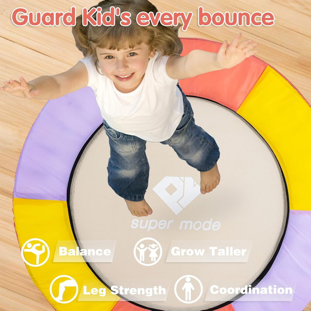 36 inches Toddler Trampoline - Upgraded Kids Trampoline Indoor for Ages Over 6 with 170lbs Max Load Capacity, One-Piece Jump Mat Design for Enhanced Stability