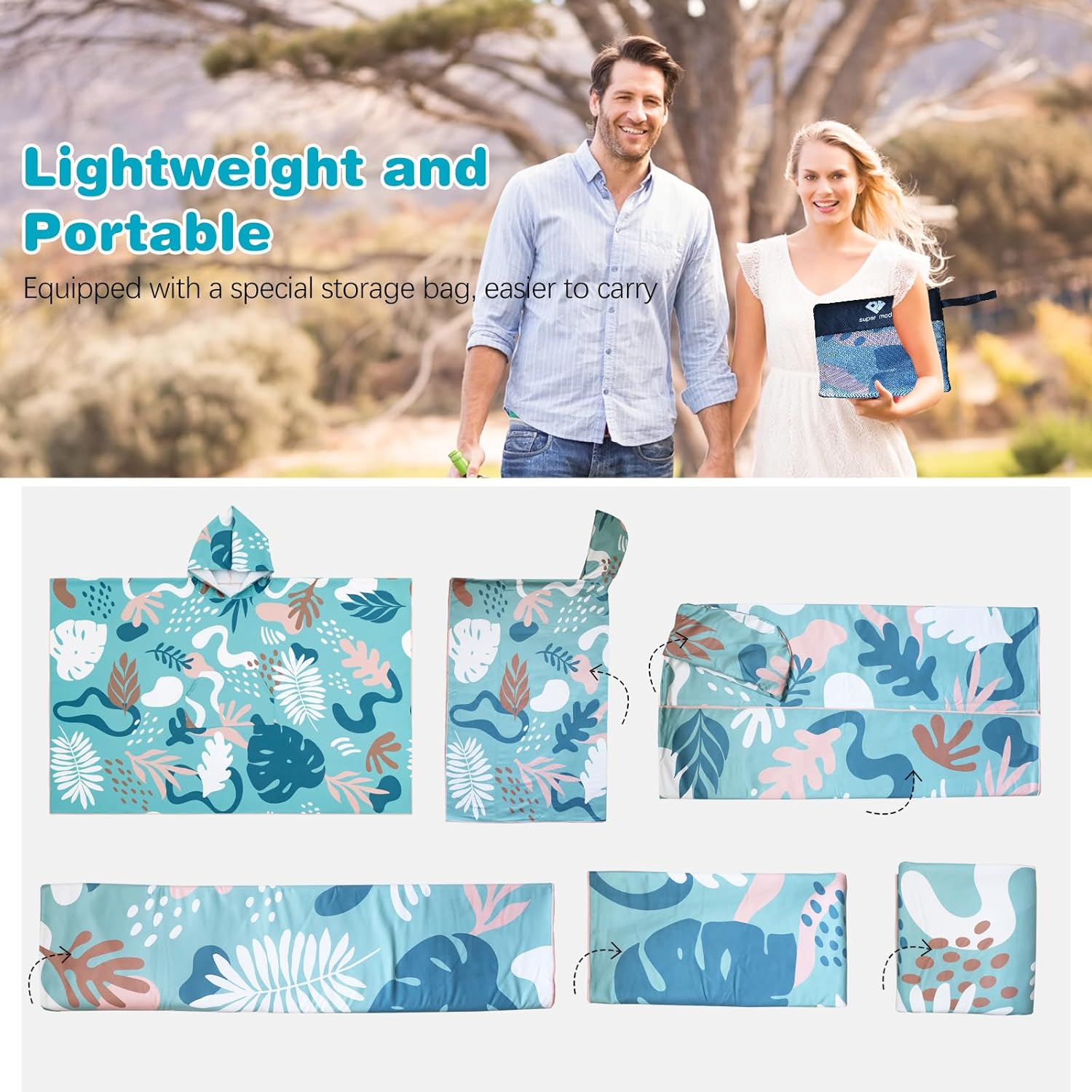 2 Pack Microfiber Beach Towel, Oversized Microfiber Pool Towel 60”x 40”, Sand-Free Beach Towel, Quick Drying Camping Towel, Super Absorbent Bath Blanket, Soft Breathable and Lightweight