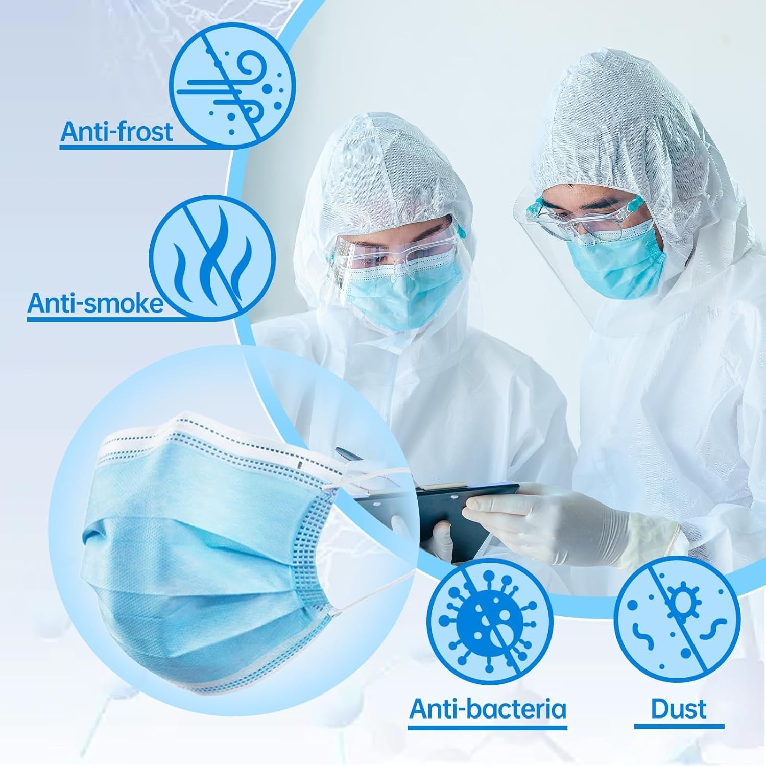 GorgousCare Disposable Face Masks, ASTM Level 3 Surgical Mask with 3 Ply Protection & Elastic Earloop, 50 Pack Blue