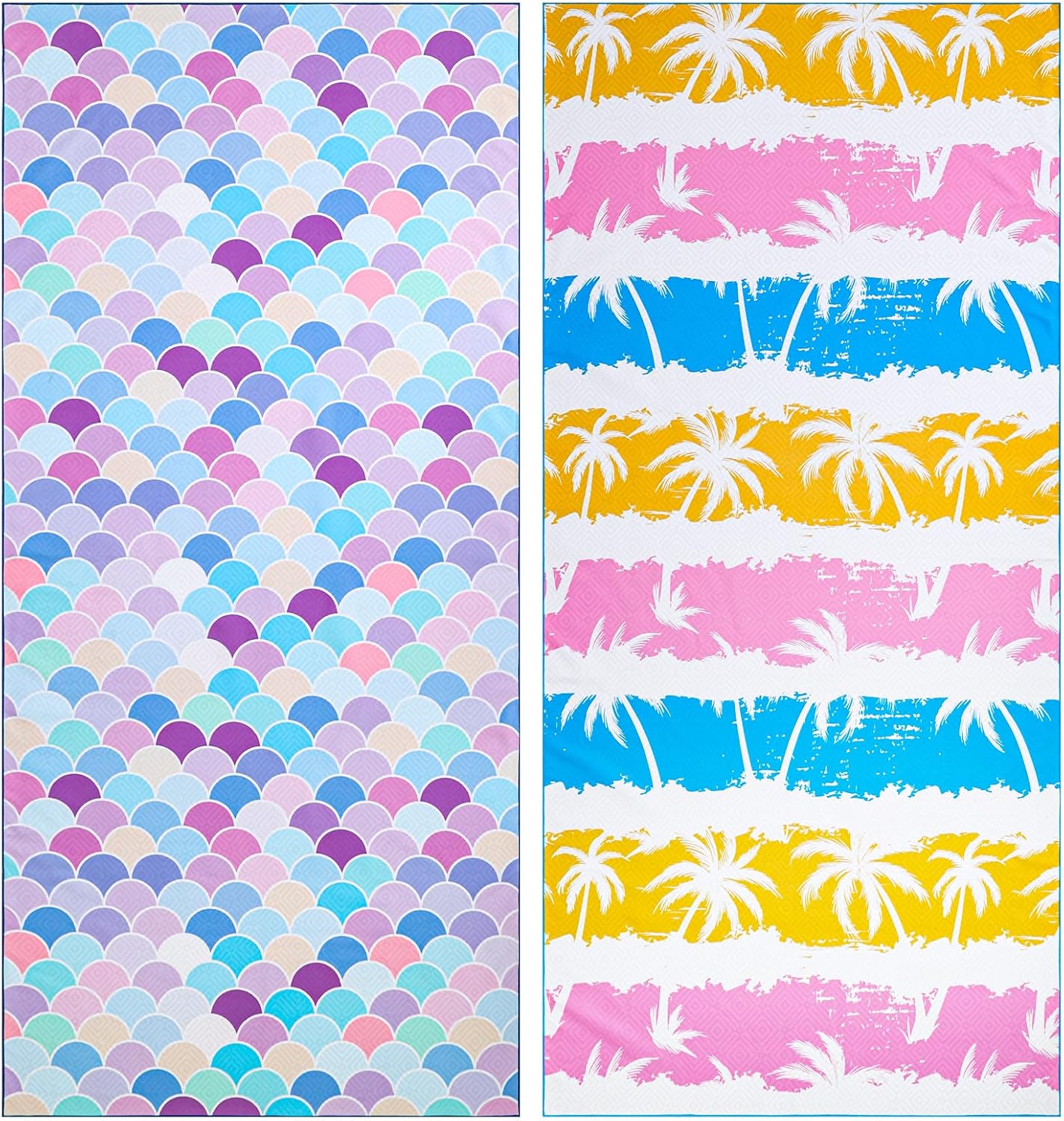 2 Pack Microfiber Beach Towel, Oversized Microfiber Pool Towel 75”x 35”, Sand-Free Beach Towel, Quick Drying Camping Towel, Super Absorbent Bath Blanket, Soft Breathable and Lightweight