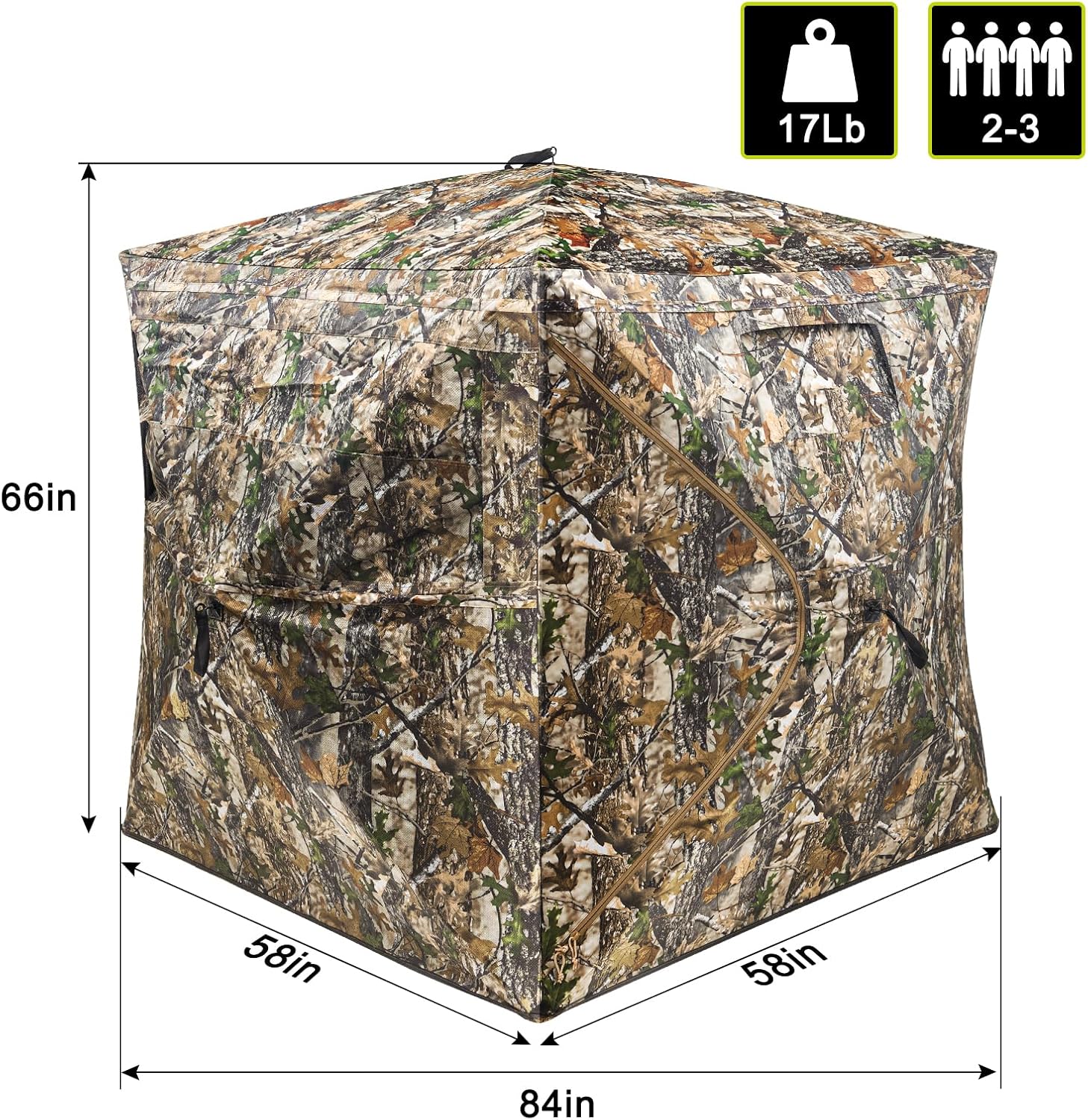 PY SUPER MODE Camouflage Hunting Blind See Through with Carrying Bag,2-3 Person,270 Degree,Pop Up Ground,Portable,Resilient,Deer & Turkey Hunting