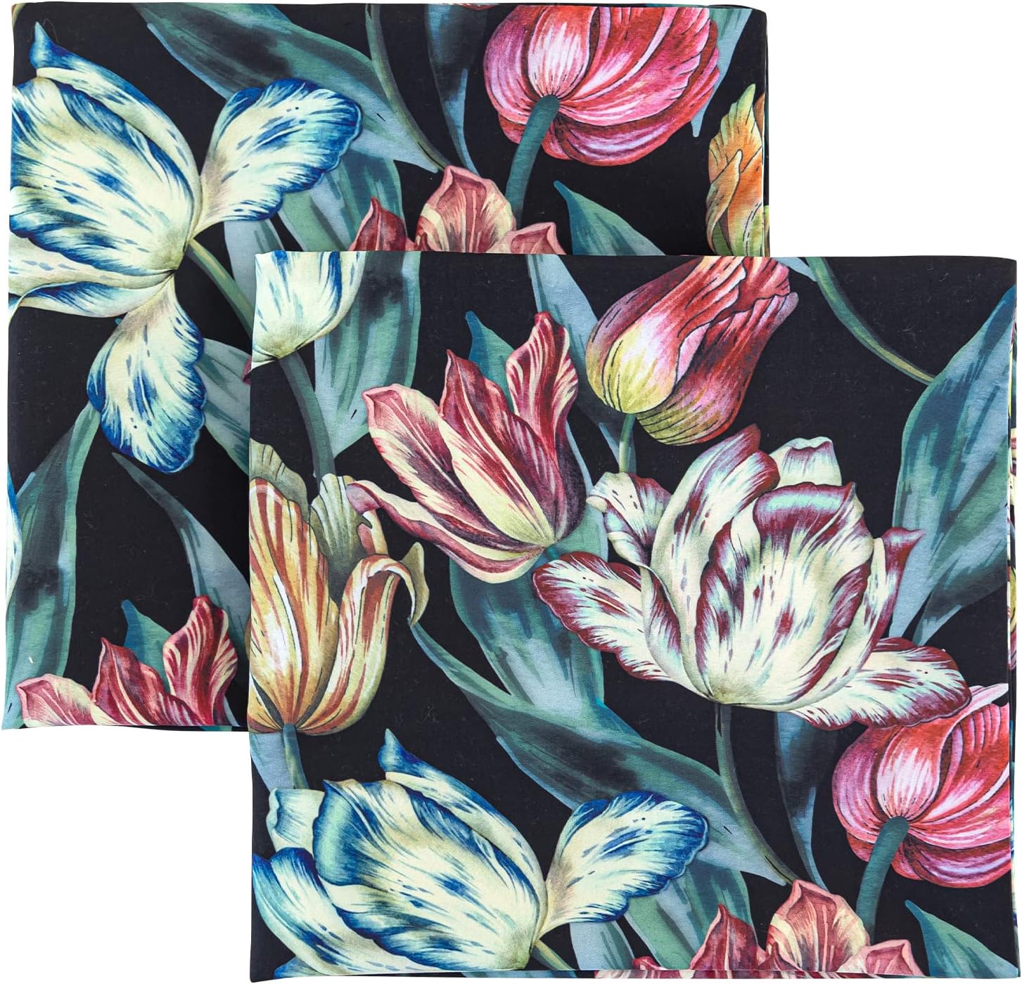 PY HOME & SPORTS Set of 2 Decorative Throw Pillow Covers, 18x18” Floral Printed Pillow Cushion Case Covers for Sofa Couch Bed (Tulip Printed)