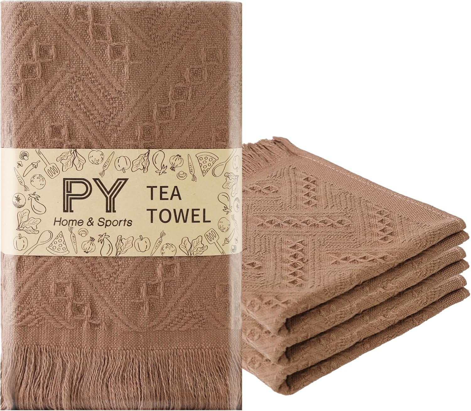 PY HOME & SPORTS Dish Towels Set, 100% Cotton Waffle Weave Kitchen Towels 4 Pieces, Super Absorbent Kitchen Hand Dish Cloths for Drying and Cleaning (17 x 25 Inches, Set of 4)