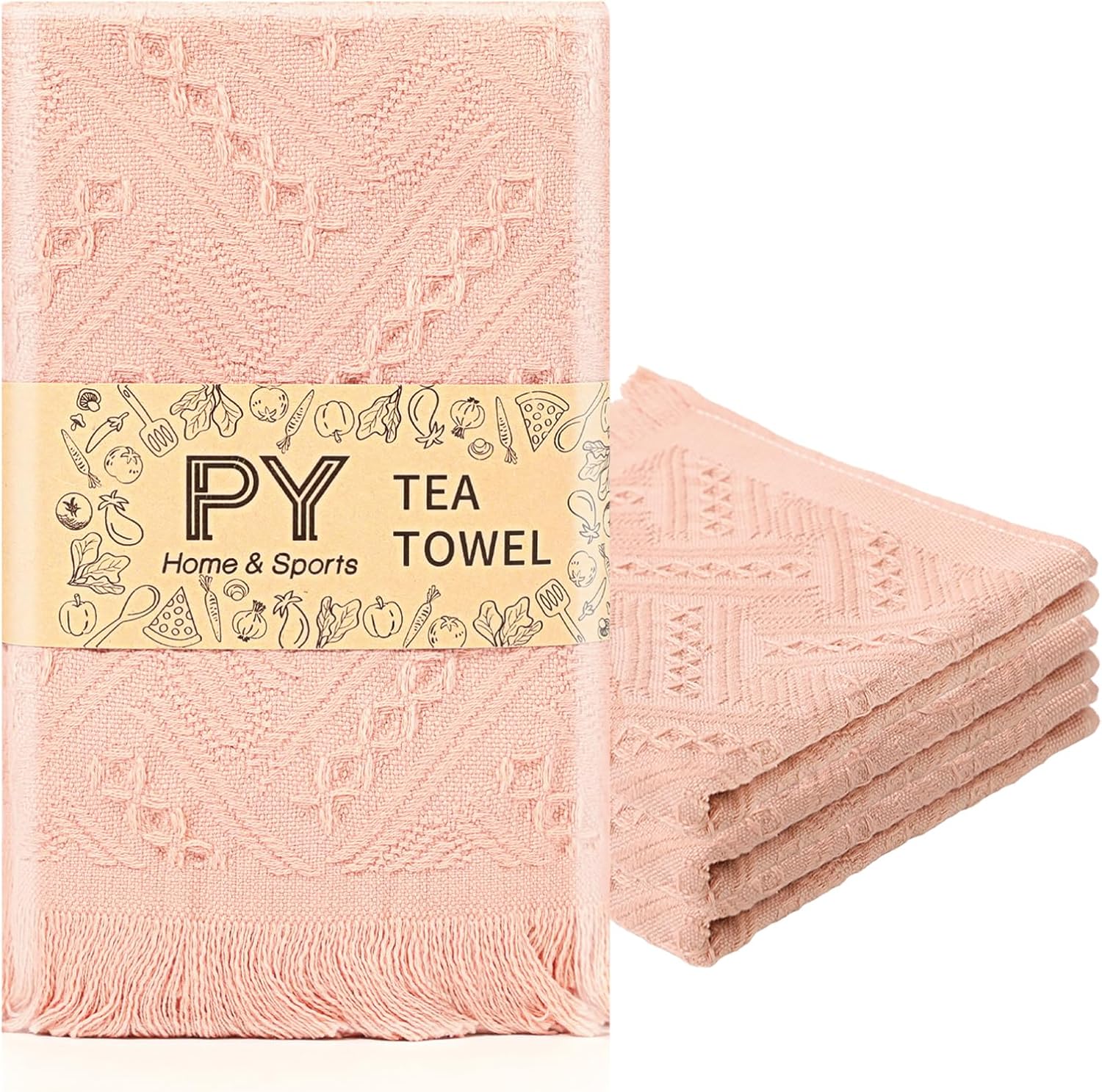 PY HOME & SPORTS Dish Towels Set, 100% Cotton Waffle Weave Kitchen Towels 4 Pieces, Super Absorbent Kitchen Hand Dish Cloths for Drying and Cleaning (17 x 25 Inches, Set of 4)