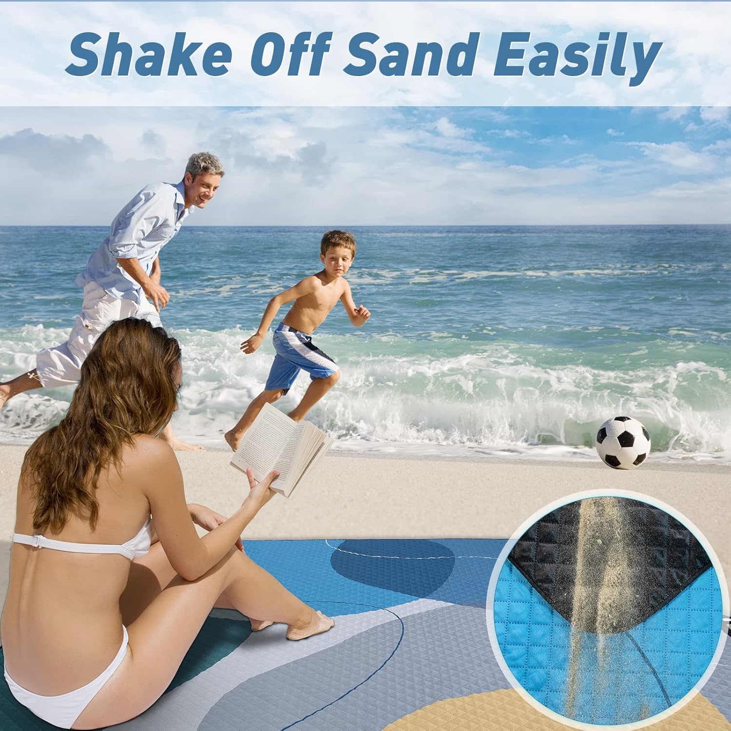 PY SUPER MODE Picnic Blankets Extra Large, Waterproof Foldable Outdoor Beach Blanket Oversized 83x79” Sandproof, 3-Layer Picnic Mat for Camping, Hiking, Travel, Park, Concerts