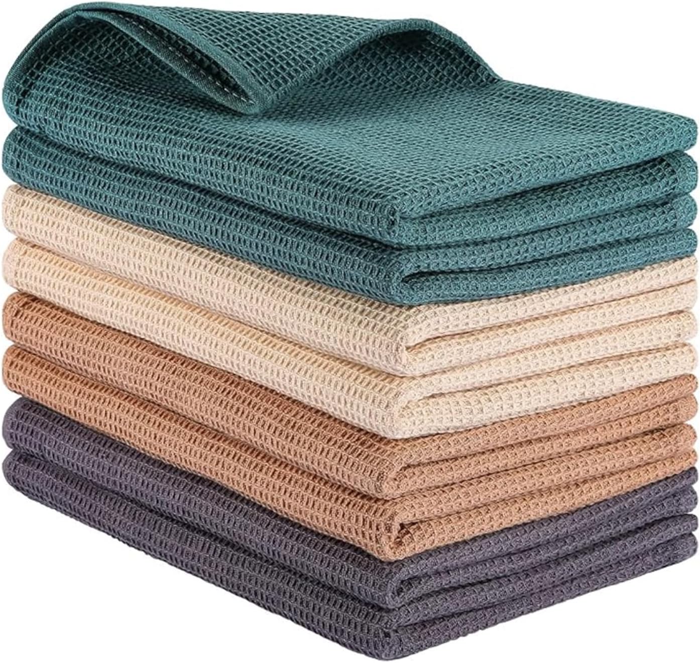 PY HOME & SPORTS Dish Towels Set, 100% Cotton Waffle Weave Kitchen Towels 4 Pieces, Super Absorbent Kitchen Hand Dish Cloths for Drying and Cleaning (17 x 25 Inches, Set of 4)
