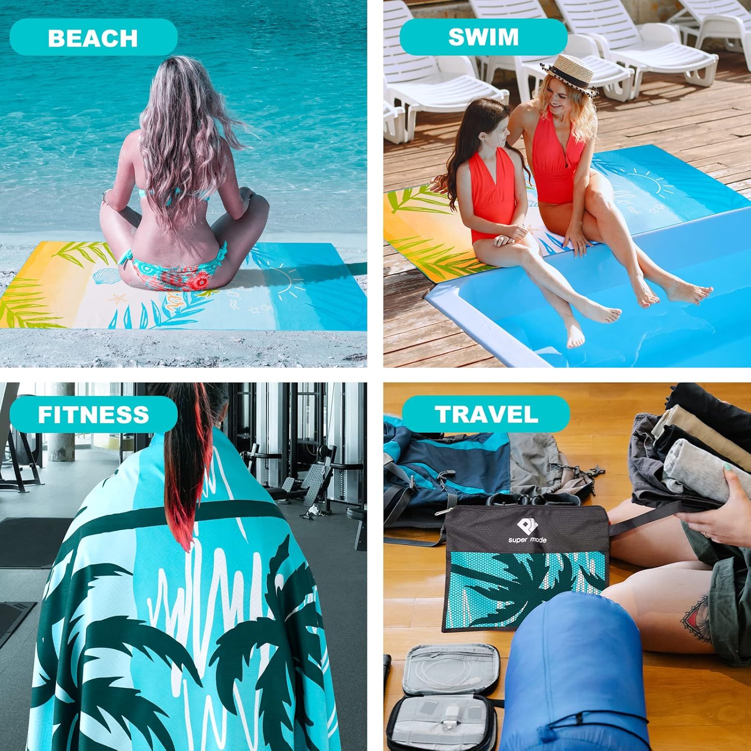 2 Pack Microfiber Beach Towel, Oversized Microfiber Pool Towel 75”x 35”, Sand-Free Beach Towel, Quick Drying Camping Towel, Super Absorbent Bath Blanket, Soft Breathable and Lightweight