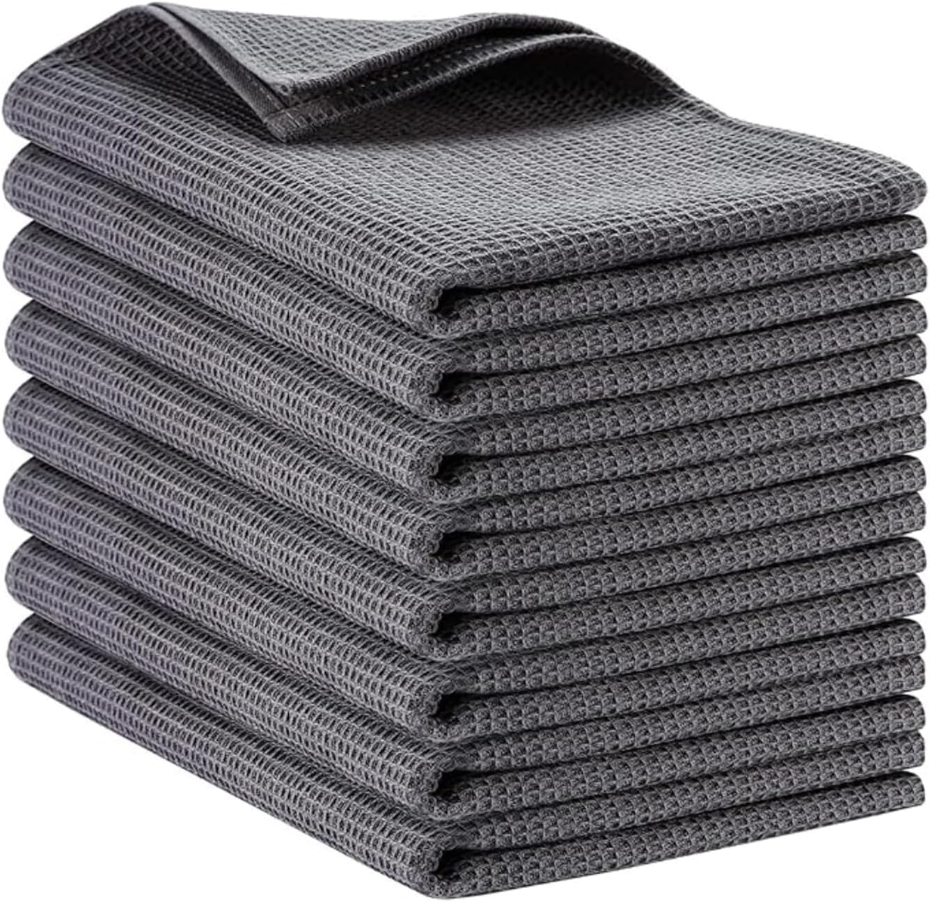 PY HOME & SPORTS Dish Towels Set, 100% Cotton Waffle Weave Kitchen Towels 4 Pieces, Super Absorbent Kitchen Hand Dish Cloths for Drying and Cleaning (17 x 25 Inches, Set of 4)