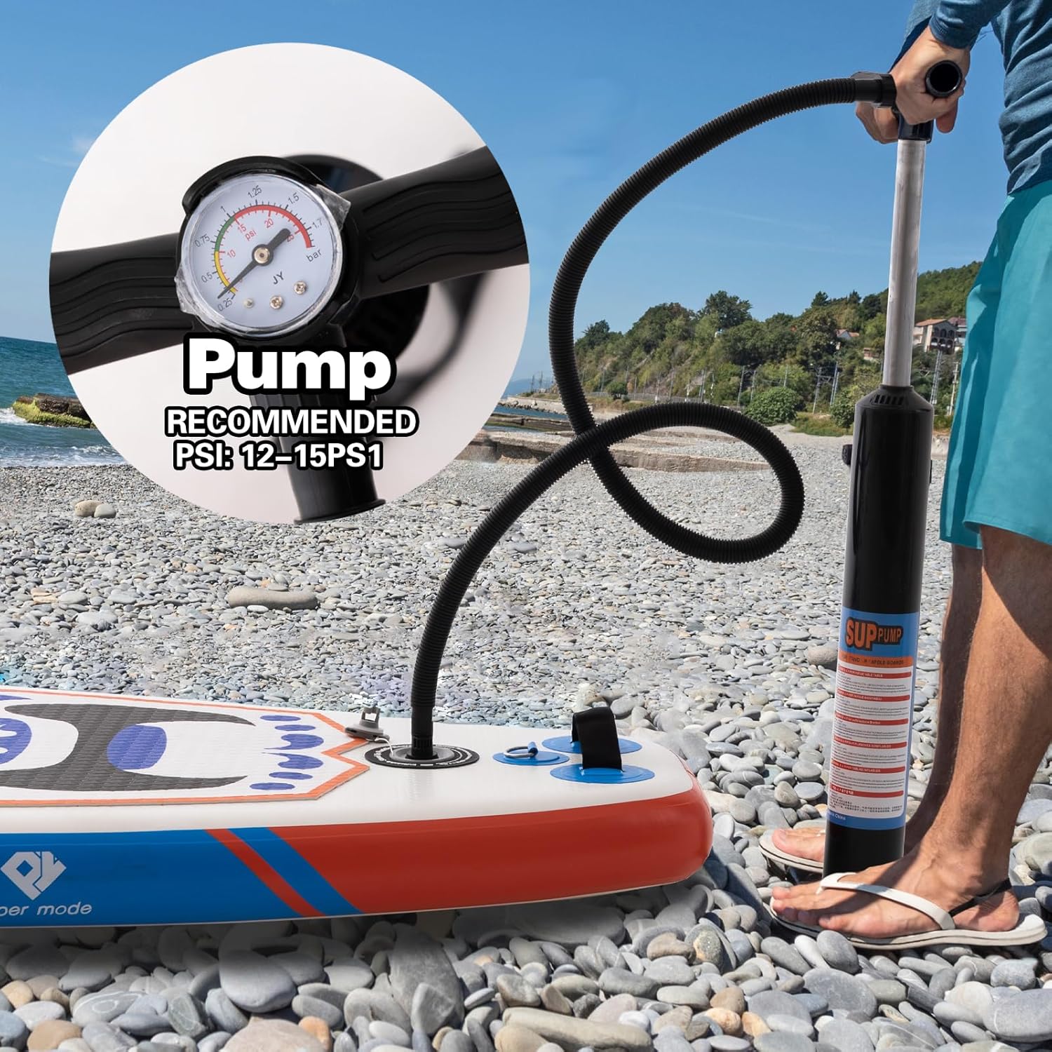 Inflatable Stand Up Paddle Board with Premium SUP Accessories - Backpack, Adjustable Paddle, Non-Slip Deck, Hand Pump, Leash, Fins, Waterproof Bag