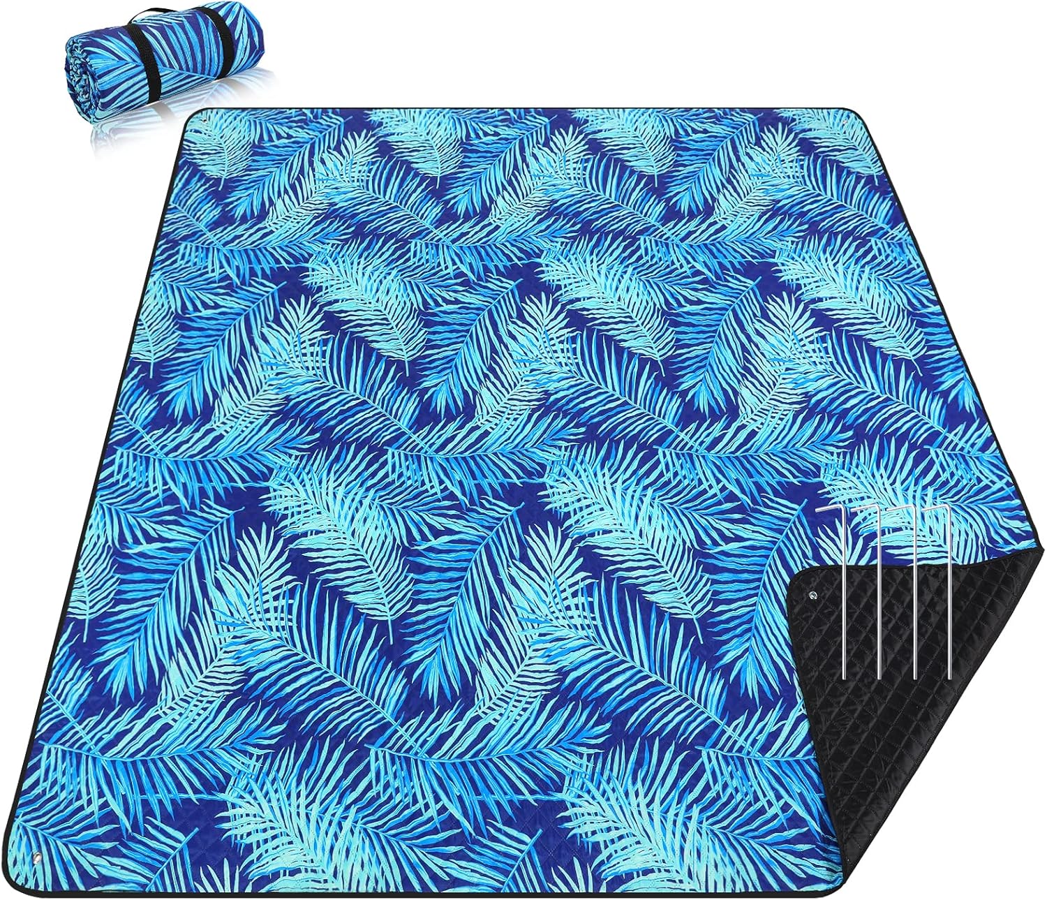 PY SUPER MODE Picnic Blankets Extra Large, Waterproof Foldable Outdoor Beach Blanket Oversized 83x79” Sandproof, 3-Layer Picnic Mat for Camping, Hiking, Travel, Park, Concerts