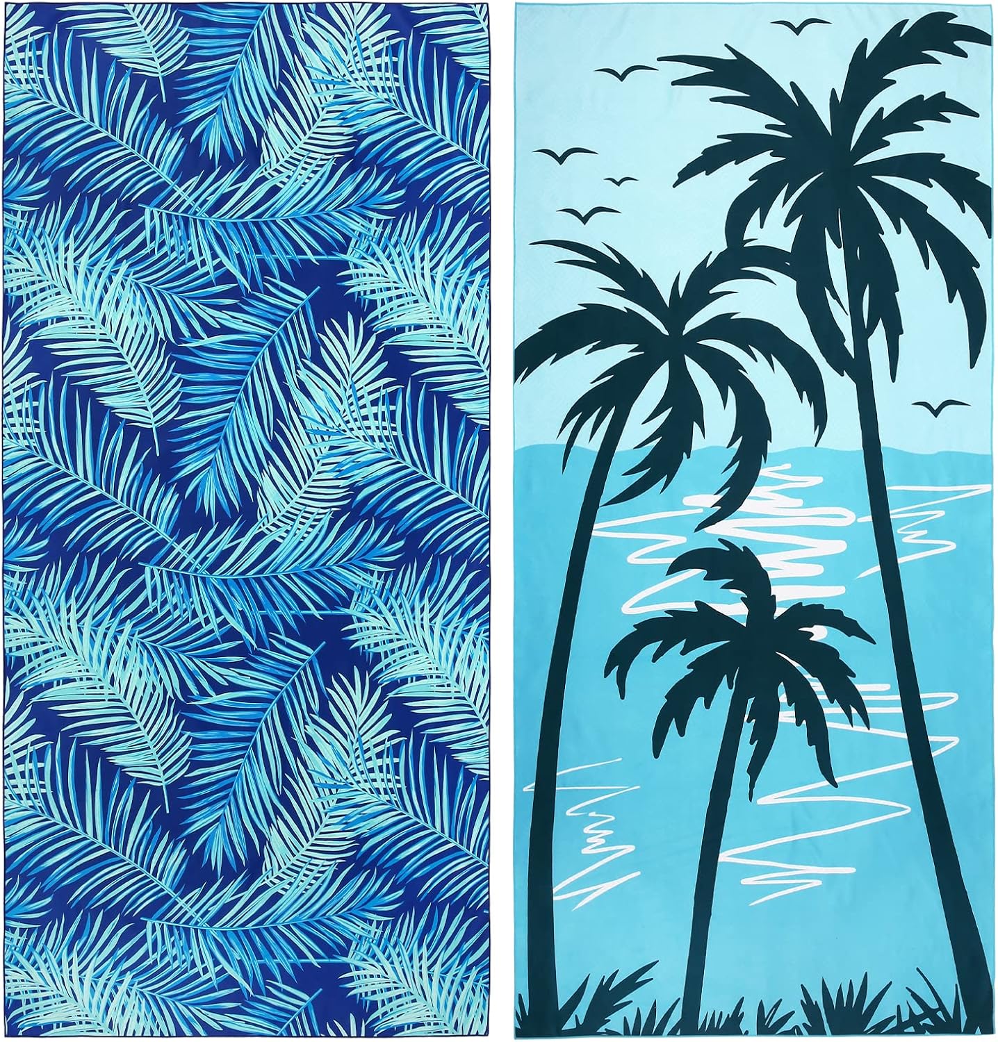 2 Pack Microfiber Beach Towel, Oversized Microfiber Pool Towel 75”x 35”, Sand-Free Beach Towel, Quick Drying Camping Towel, Super Absorbent Bath Blanket, Soft Breathable and Lightweight